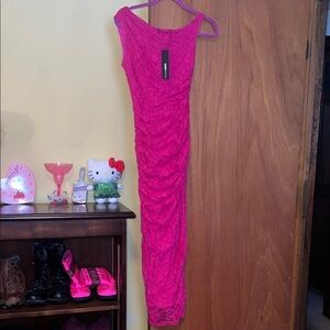 Fashion Nova Hot Pink Lace Dress